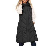 Mymyguoe Chaleco acolchado largo para mujer, tallas grandes, chaleco de plumón, chaleco largo, chaqueta acolchada, ligera, tallas grandes, chaqueta de invierno, otoño e invierno, sin mangas, chaleco