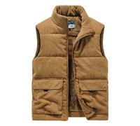Mymyguoe Chaleco de pana para hombre, grueso, a prueba de viento, chaleco de pesca, chaleco deportivo de invierno, cálido, chaleco térmico de invierno con forro polar, chaleco de trabajo, chaleco de
