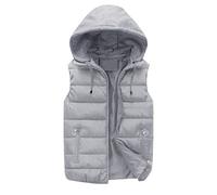 Mymyguoe Chaleco de plumas para hombre Chaleco acolchado con capucha Chaqueta de invierno Chaleco de viaje corto Chaqueta de plumas Elegante Chaleco de invierno ligero para hombre Chaleco de invierno