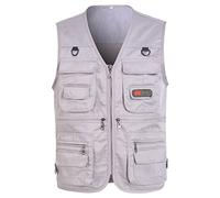 Mymyguoe Chaleco de trabajo para hombre, chaleco de verano con muchos bolsillos, chaleco de softshell, chaleco de pesca informal, safari, fotografía, deportes de perro, chaleco multifunción, trekking