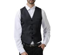 Mymyguoe Chaleco de traje para hombre, informal, chaleco de esmoquin, chalecos de gran tamaño, chalecos de camarero, uniforme de negocios, chaleco de traje elegante, clásico, chaleco de traje clásico