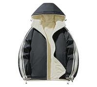 Mymyguoe Chaqueta acolchada para hombre, otoño e invierno, chaqueta de plumón con capucha, chaqueta de softshell impermeable, resistente al viento, chaqueta de entretiempo, chaqueta de invierno cálida