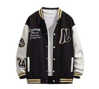 Mymyguoe Chaqueta bomber para hombre, chaqueta de béisbol de gran tamaño, chaqueta estampada 90S Y2K, chaqueta de carreras, chaqueta de béisbol, ropa exterior, chaqueta de entretiempo, ropa urbana