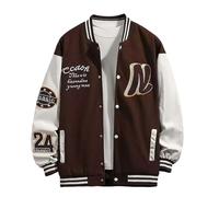Mymyguoe Chaqueta bomber para hombre, chaqueta de béisbol de gran tamaño, chaqueta estampada 90S Y2K, chaqueta de carreras, chaqueta de béisbol, ropa exterior, chaqueta de entretiempo, ropa urbana