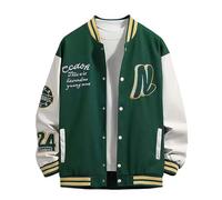 Mymyguoe Chaqueta bomber para hombre, universitario, informal, chaqueta de béisbol, ropa de exterior, para adolescentes, chaqueta de entretiempo, chaqueta urbana, chaqueta de béisbol, chaqueta