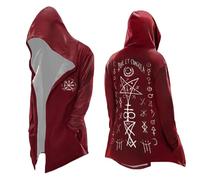 Mymyguoe Chaqueta con capucha 3D mitología nórdica para hombre vikingo sudadera con capucha cárdigan cárdigan cosplay sudadera con capucha tatuaje estampado Fenrir Odin cuervo vintage, Q2 Red, S