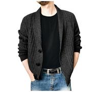 Mymyguoe Chaqueta de punto para hombre, cuello alto, sudadera de punto, informal, jersey de punto, abrigo de punto de una sola fila, chaqueta de entretiempo con botones, gabardina fina, sudaderas