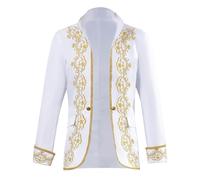 Mymyguoe Chaqueta gótica steampunk desfile para hombre, chaqueta de príncipe medieval, chaqueta victoriana, cuello alto, disfraz de Halloween, cosplay, disfraz militar, baterista, Hussar, Napoleón