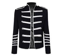 Mymyguoe Chaqueta para hombre Steampunk Hussar Napoleón Militar Drummer Desfile Chaqueta Militar Hussar Baterista Festival Música Abrigo Capilla de Marcha Blazer Disfraz Victoriano Frac Uniforme, Q1
