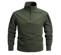 Mymyguoe Combat Shirt Herren Tactische Einsatzshirt mit 1/4 Zipper Quick Dry Sweatshirts Trainingsshirts Trident Battle Top Military Army Combat Langarmhemd Slim Fit T-Shirt Funktionsshirt, Verde