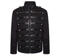 Mymyguoe Disfraz de hombre Steampunk Hussar con banda de marcha, chaqueta de baterista estilo victoriano, uniforme de Napoleón, militar, baterista de Hussar, chaqueta militar, Negro , M