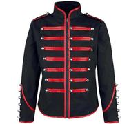 Mymyguoe Disfraz de hombre Steampunk Hussar con banda de marcha, chaqueta de baterista estilo victoriano, uniforme de Napoleón, militar, baterista de Hussar, chaqueta militar, rojo, 4XL