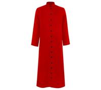 Mymyguoe Disfraz de sacerdote para hombre, vestimenta litúrgica, uniforme de iglesia, túnica católica, carnaval, vestimenta de sacerdote, bata romana, cuello alto, medieval, rojo, S