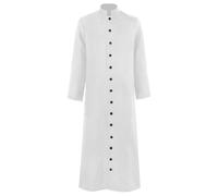 Mymyguoe Disfraz de sacerdote para hombre, vestimenta litúrgica, uniforme de iglesia, túnica católica, carnaval, vestimenta de sacerdote, bata romana, cuello alto, medieval, Blanco, M