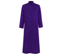 Mymyguoe Disfraz de sacerdote para hombre, vestimenta litúrgica, uniforme de iglesia, túnica católica, carnaval, vestimenta de sacerdote, bata romana, cuello alto, medieval, morado, M