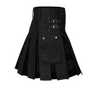 Mymyguoe Escocia Kilt Clásico Hombres Hombres Color Empalme Escocés Escocia Medieval Escocia Faldas plisadas Empalme Falda escocesa Steampunk Ropa Falda plisada a cuadros, Gris, M