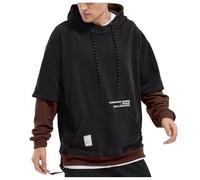 Mymyguoe Hoodie Herren Pullover Hip Hop Hoodie Urban Sweater Freizeit Pullover Langarm Kordelzug Sweatshirt Kapuzenpulli Hooded Sweat Zweifarbige mit Kontrastfarbe Japanische Streetwear, café, XXL