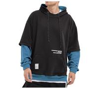 Mymyguoe Hoodie Herren Pullover Hip Hop Hoodie Urban Sweater Freizeit Pullover Langarm Kordelzug Sweatshirt Kapuzenpulli Hooded Sweat Zweifarbige mit Kontrastfarbe Japanische Streetwear, azul, 3XL