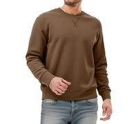 Mymyguoe Jersey de forro polar para hombre, manga larga, sin capucha, elástico, de forro polar, monocolor, para invierno, cálido, para el tiempo libre, para exteriores, café, M