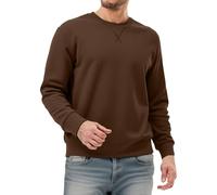 Mymyguoe Jersey de forro polar para hombre, manga larga, sin capucha, elástico, de forro polar, monocolor, para invierno, cálido, para el tiempo libre, para exteriores, marrón, 5XL