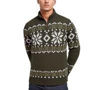Mymyguoe Jersey de Navidad para hombre, corte ajustado, suéter de invierno, sudadera sin capucha, suéter de punto, otoño e invierno, impresión 3D, suéter de Navidad con cremallera 1/4, verde, XL