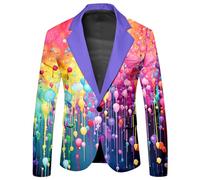 Mymyguoe LGBTQ Chaqueta de traje para hombre, arco iris, orgullo, multicolor, corte ajustado, amor gay, amor pride, traje de colores neón, traje blazer mes del orgullo, chaqueta, baile de graduación