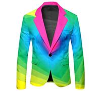 Mymyguoe LGBTQ Chaqueta de traje para hombre, arco iris, orgullo, multicolor, corte ajustado, amor gay, amor pride, traje de colores neón, traje blazer mes del orgullo, chaqueta, baile de graduación