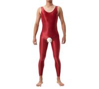 Mymyguoe Mono sin mangas de una pieza para hombre, mono deportivo, sin mangas, ropa interior, ropa deportiva, monocolor, mono abierto, body sin mangas, ropa interior sexy, rojo, M