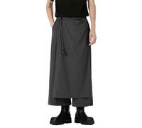 Mymyguoe Pantalones de yoga suaves japoneses para hombre, seda de hielo, hakama-Kung-Fu, pantalones de seda de hielo para hombre con dobladillo ancho, kimono de Wushu, pantalones anchos chinos, hip