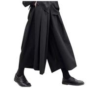 Mymyguoe Pantalones japoneses Kendo Hakama para hombre, estilo retro, Kendo Samurai, falda, sistema diablo irregular, pantalones japoneses, ropa tradicional, pantalones harén, ropa de calle
