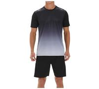 Mymyguoe Pijama de hombre corto T-shirt y pantalones cortos conjunto de dos piezas T-Shirts pantalones de pijama cortos 2 piezas divertido traje de casa traje de ocio ropa de noche gradiente verano
