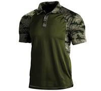 Mymyguoe Polo militar de camuflaje para hombre, camiseta de entrenamiento del ejército, patchwork, camiseta táctica, caza, ropa Henley, camiseta para exteriores, camiseta deportiva transpirable