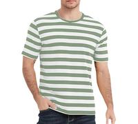 Mymyguoe Ringelshirt Herren Basic Casual Rundhals Top Matrosen Shirt Laufshirts Rot Weiß Karneval Strifte Marinero Kostüm Ringelpulli Streifen Freizeithirts Kurzarm Tee Shirts, S03 verde, L