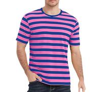 Mymyguoe Ringelshirt Herren Basic Casual Rundhals Top Matrosen Shirt Laufshirts Rot Weiß Karneval Strifte Marinero Kostüm Ringelpulli Streifen Freizeithirts Kurzarm Tee Shirts, S03purple, L