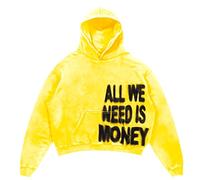 Mymyguoe Sudadera con capucha para hombre Y2K de manga larga con capucha, hip hop, ropa de calle de gran tamaño, estilo japonés, sudadera con capucha All We Need is Love Letter Print Hoody, amarillo