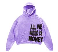 Mymyguoe Sudadera con capucha para hombre Y2K de manga larga con capucha, hip hop, ropa de calle de gran tamaño, estilo japonés, sudadera con capucha All We Need is Love Letter Print Hoody, morado