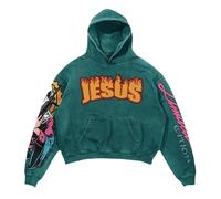 Mymyguoe Sudadera con capucha para hombre Y2K Harajuku Fashion Streetwear Sudadera con Capucha Sudadera con Capucha Patchwork Bordado Sudadera Hip Hop Moda Halloween Disfraz, verde oscuro, S