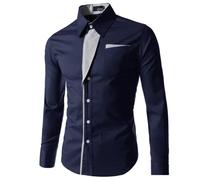 Mymyguoe Traje Camisa Hombre Slim Fit Business Camisa sin planchado Camisa de ocio Fiesta Oficina Camisas de manga larga Camisa Formal Boda Hombre Camisa Regular Fit Camisas de negocios Bloque de