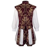 Mymyguoe Traje de cosplay para hombre, pantalón de calabaza renacentista, traje victoriano, traje de tudor, traje victoriano, cuello alto, Tudor Elizabeth King Prince