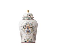 MYMYYT Tarro de cerámica con flores de jengibre, tarros decorativos de flores de Persia esmaltadas de 11 pulgadas con tapa, almacenamiento de té, tarros grandes de jengibre para decoración del hogar