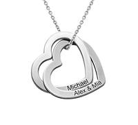 MyNameNecklace MYKA - Collar Corazones Entrelazados - Joyería para Mamá, Abuela, Novia - collar con nombre, inscripciones, letras - Regalos para mujer, Aniversario, Día del amor (0.925 Plata de Ley)
