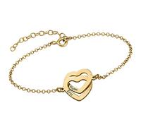 MyNameNecklace MYKA - Pulsera Corazones Entrelazados en Plata de Ley - Joyería personalizable, regalos para pareja, mujer, mamá, aniversario (Oro Vermeil)