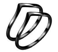 MYNENEY Anillo de promesa llano simple clásico señalado, anillo de boda del acero inoxidable para la muchacha de las mujeres, 7, Acero inoxidable, Sin gemas.