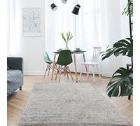 Mynes Home Alfombra Shaggy de Pelo Largo, Color Gris/Suave, diseño Moderno, Colores Pastel, Tacto Suave, 80 x 150 cm