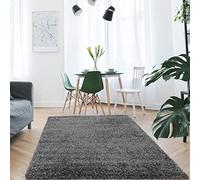 Mynes Home Shaggy Alfombra de Pelo Alto, Negro/Suave, Moderna, Pastel, diseño Monocolor, Tacto Suave, salón, Dormitorio, 120 x 170 cm