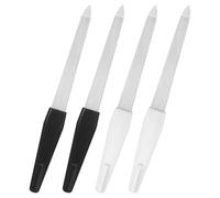 Mynoozi 4 limas de uñas de metal, mango de plástico, placas de lima de doble cara, lima de manicura de acero inoxidable, lima de uñas para arte de uñas (negro, blanco)