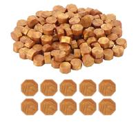Mynoozi Lot de 100 perlas de cera de sellado doradas octogonales para sellos de cera vintage y tarjetas, invitaciones, sobres, paquetes de vino, paquetes de regalo