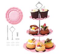 Mynoozi Paquete de 2 soportes para tartas de 3 niveles, soporte para cupcakes, bandeja de servir escalonada, torre de exhibición de pasteles, galletas de frutas, adecuado para cumpleaños, bodas,