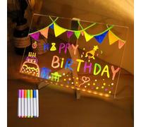 MYNVY Tablero de Notas led Pizarra Luminosa led Tablero de Dibujo acrílico Brillante, Tablero publicitario de Tablero de Mensajes, con Soporte y bolígrafo de 7 Colores(Color:30 * 20cm)