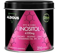 Myo Inositol + D-Chiro Inositol 4050 mg - 210 Cápsulas - con Zinc, B6, Ácido Fólico, Selenio, Cromo y D3 - Menopausia, Fertilidad y Balance Hormonal Femenino - Vegano Sin GMO - Aldous